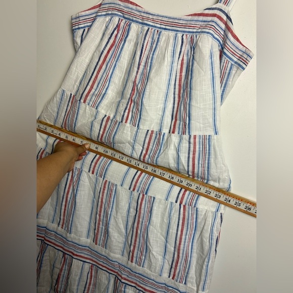 Gap Tall Midi Dress M Linen Blend Striped Summer Vacation Resort Old Money chic - Picture 13 of 16